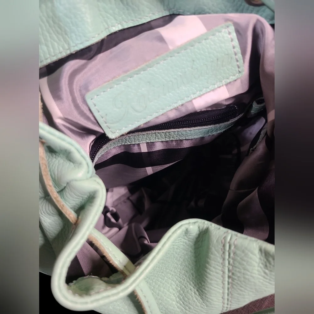 Kalinovskaya Mint Blue / Green Leather Backpack